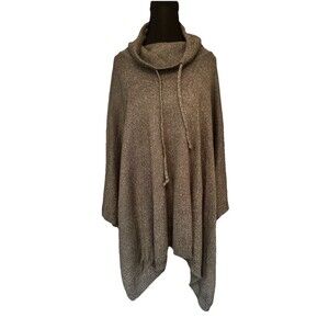 Bass Dark Gray Warm Poncho Sweater Mock Turtle Neck Women’s Size S/M